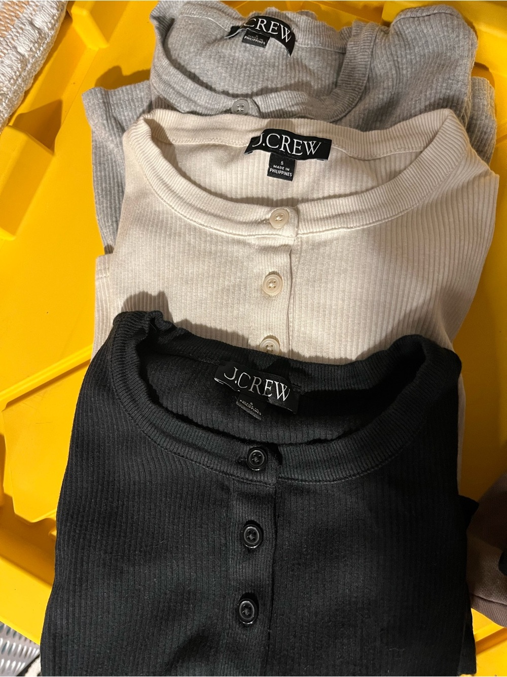 J.Crew women's Classic Crewneck long-sleeve ribbed Knit henley Fitted shirt Sm